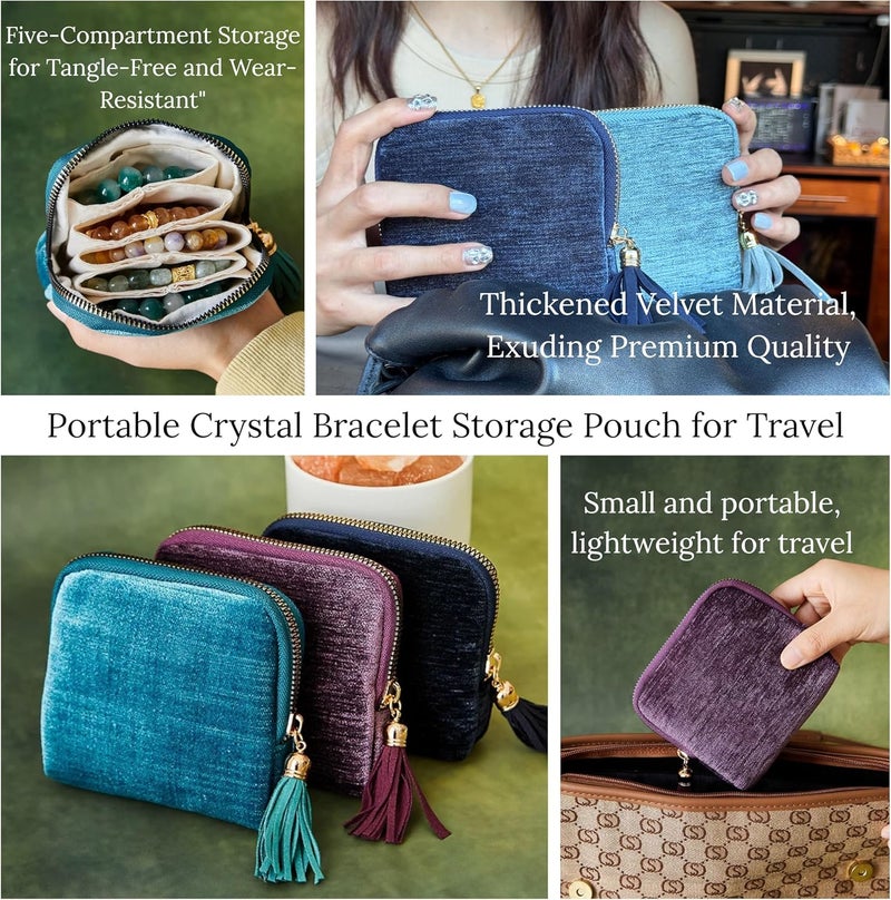 CHIMORY 2026 Travel Jewelry Case Organizer, Portable Travel Jewelry Organizer, Jewelry Pouch for Journey Rings Crystal Bracelet & Bangle Organizer with Tassel Zipper, Valentines Day Gifts for Women, Navy Blue - Image 5